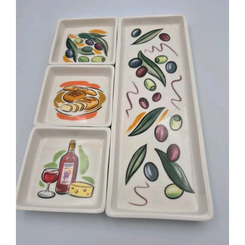 Vintage  Avon Party Crudité Cracker or Bread & Toppings Servers Trays Great Cond